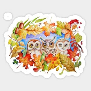 Autumn owls Sticker